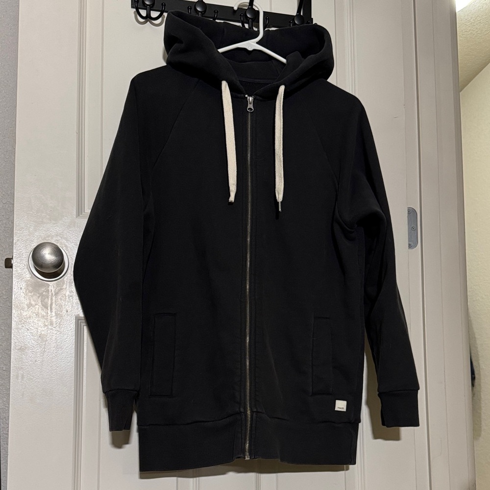 Vuori Black Zip-Up Hoodie with Contrast Drawstrings